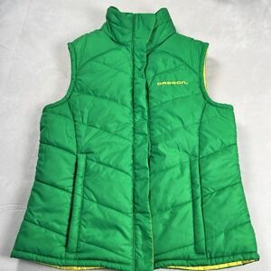 Columbia Vest Women's Small Green Yellow Oregon Ducks Reversible Puffer Vest  UO